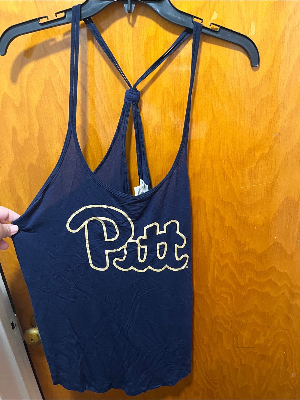 PINK Victoria's Secret Navy Tank with Gold Graphic